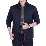 Blouson printemps homme en coton grande tailles veste dext�rieur col montant - bleu marine