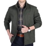 Blouson printemps homme en coton grande tailles veste dextrieur col montant - vert militaire