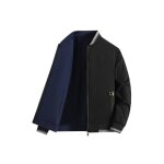 Blouson réversible homme en coton printemps et automne veste zippee mi - saison couleur unie - noir Blouson réversible homme en coton printemps et automne veste zippee mi - saison couleur unie - noir