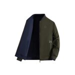 Blouson rversible homme en coton printemps et automne veste zippee mi - saison couleur unie - vert