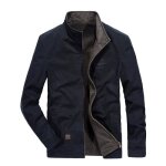 Blouson rversible homme mi saison en coton - insfity - bleu nuit - col montant - fermeture zippe