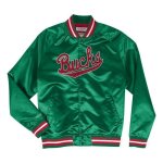 Blouson satin - mitchell & ness - milwaukee bucks - vert - mixte - basket - ball