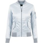 Blouson satin� pour femme - urban classics - bleu b�b� - poches � rabat et poche de manchon de setter ...