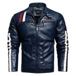 Blouson simili cuir automne hiver homme - insfity - col montant - fermeture Éclair - bleu Blouson simili cuir automne hiver homme - insfity - col montant - fermeture Éclair - bleu