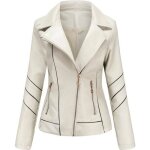Blouson en simili cuir femme slim fit printemps et automne casual veste zippee col rabattu couleur unie ... Blouson en simili cuir femme slim fit printemps et automne casual veste zippee col rabattu couleur unie ...
