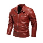 Blouson simili cuir hiver homme chaud doublé polaire veste zippee epaisse col montant couleur unie - ... Blouson simili cuir hiver homme chaud doublé polaire veste zippee epaisse col montant couleur unie - ...