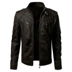 Blouson simili cuir homme hiver chaud doubl ouatin casual veste vintage paisse - funmoon - gris