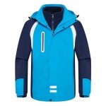 Blouson de ski enfant garon fille 3 en 1 amovible 2 pices impermable coupe - vent chaude - bleu