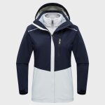 Blouson de ski femme amovible 2 pices impermable coupe - vent polaire epais chaude - bleu marine