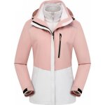 Blouson de ski femme - hugo - 3 en 1 impermable a capuche - rose