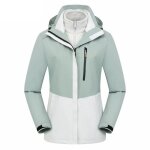 Blouson de ski femme - hugo - 3 en 1 impermable a capuche - vert - sports dhiver - respirant