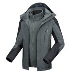 Blouson de ski homme 3 en 1 impermable doubl polaire a capuche gris - hugo
