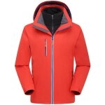 Blouson de ski homme - femme 3 en 1 amovible - orange rouge