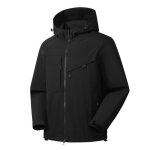 Blouson de ski homme - femme respirante a capuche bicolore résistance à leau - noir Blouson de ski homme - femme respirante a capuche bicolore résistance à leau - noir