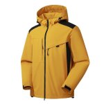 Blouson de ski homme - femme respirante a capuche bicolore r�sistance � leau - jaune