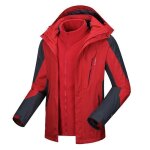 Blouson de ski homme - hugo - 3 en 1 impermable doubl polaire - rouge - sports dhiver - montagne