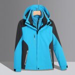 Blouson de ski impermable chaude pour femme avec capuche - bleu - sports dhiver - montagne - respirant ...