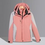 Blouson de ski imperm�able chaude pour femme avec capuche - rose beige