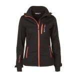 Blouson softshell femme anne - peak mountain - ski - noir / orange - imperméable et respirant Blouson softshell femme anne - peak mountain - ski - noir / orange - imperméable et respirant