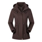 Blouson softshell femme impermable 2 en 1 avec doublure polaire amovible - marron - sports dhiver