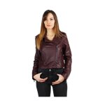 Blouson style perfecto oakwood yoko en cuir ref 40521 wine - oakwood - femme - marron