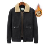 Blouson sude homme hiver chaud doubl polaire casual veste cargo zippee epaisse couleur unie automne ...