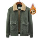 Blouson sude homme hiver chaud doubl polaire casual veste cargo zippee epaisse couleur unie automne ...