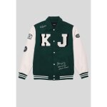 Blouson vert style universit� gar�on meddy - kaporal - bimati�re - col et poignets bord - c�te bicolore ...