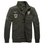 Blouson zippé col montant hommes casual veste zippee militaire couleur unie - armée verte Blouson zippé col montant hommes casual veste zippee militaire couleur unie - armée verte