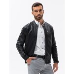 Blouson zipp� en imitation cuir - ombre - pour homme - noir