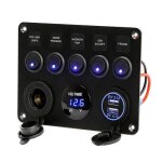 Blue - panneau de commutation tanche pour bateau, 12v, double prise usb, 4. 2a, 5 boutons, interrupteur ...