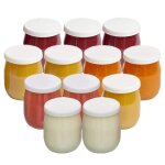 Bocal  crme dessertlot de 12 pots de yaourt en verre avec couvercles tanches ? pour yaourtires ? ...
