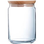 Bocal en verre couvercle bois 1 l - pure jar wood - luminarc