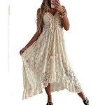 Boho chic robe femmes longue robe élégante robe blanche brodée grande taille dentelle col en v robe de ... Boho chic robe femmes longue robe élégante robe blanche brodée grande taille dentelle col en v robe de ...