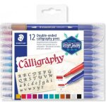 Feutres de calligraphie - staedtler - 12 couleurs - double pointe - assortis
