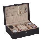 Relaxdays bote  bijoux effet cuir velours crin pour hommes et femmes rangement hxlxp: 10 x 29 x 20 ...