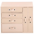 Bo�te � bijoux - springos - rangement de voyage - similicuir rose - velours cr�me - 26 x 22 x 18 cm