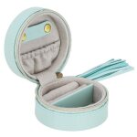 Bote  bijoux - springos - rangement bijoux de voyage - diamtre 8 cm - hauteur 5 cm - bleu