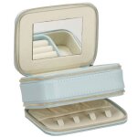Boîte à bijoux - springos - rangement bijoux femme - cuir synthétique - velours crème - bleu Boîte à bijoux - springos - rangement bijoux femme - cuir synthétique - velours crème - bleu