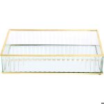 Bo�te � bijoux en verre et m�tal dor� 24 x 14 x 4. 5 cm