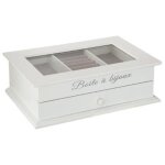 Bo�te � bijoux vitr�e 1 tiroir charme 25cm blanc