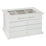 Bote  bijoux vitre 3 tiroirs charme - paris prix - blanc - mdf velours & verre
