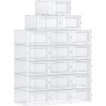 Songmics meuble � chaussures lot de 18 rangement chaussures pliable pour pointure jusqu?� 44 transparent ...