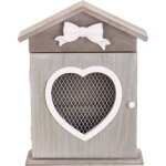 Boîte à clé en bois murale 6 crochets - européenne decor armoire rangement rétro maison coeur Boîte à clé en bois murale 6 crochets - européenne decor armoire rangement rétro maison coeur