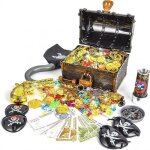 Bote de coffre au trsor de pirate avec 50pcs dor de pirate 100g acrylic diamant de pirate jouets enfants ...