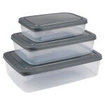 Botes de conservation - paris prix - lot de 3 - plastique - rectangulaire - anthracite
