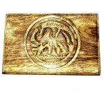 Boite � drag�es - manguier - motif el�phant - 11 cm - bois - d�coration de f�te