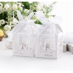 Bo�te � drag�es - zgeer - coeur oiseaux cage - 50 pi�ces - blanc - romantique