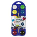 Bote gouache 12 pastilles couleurs assorties + 1 pinceau