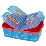 Boite � gouter - sonic - 3 compartiments - bleu - rectangulaire - lave - vaisselle compatible
